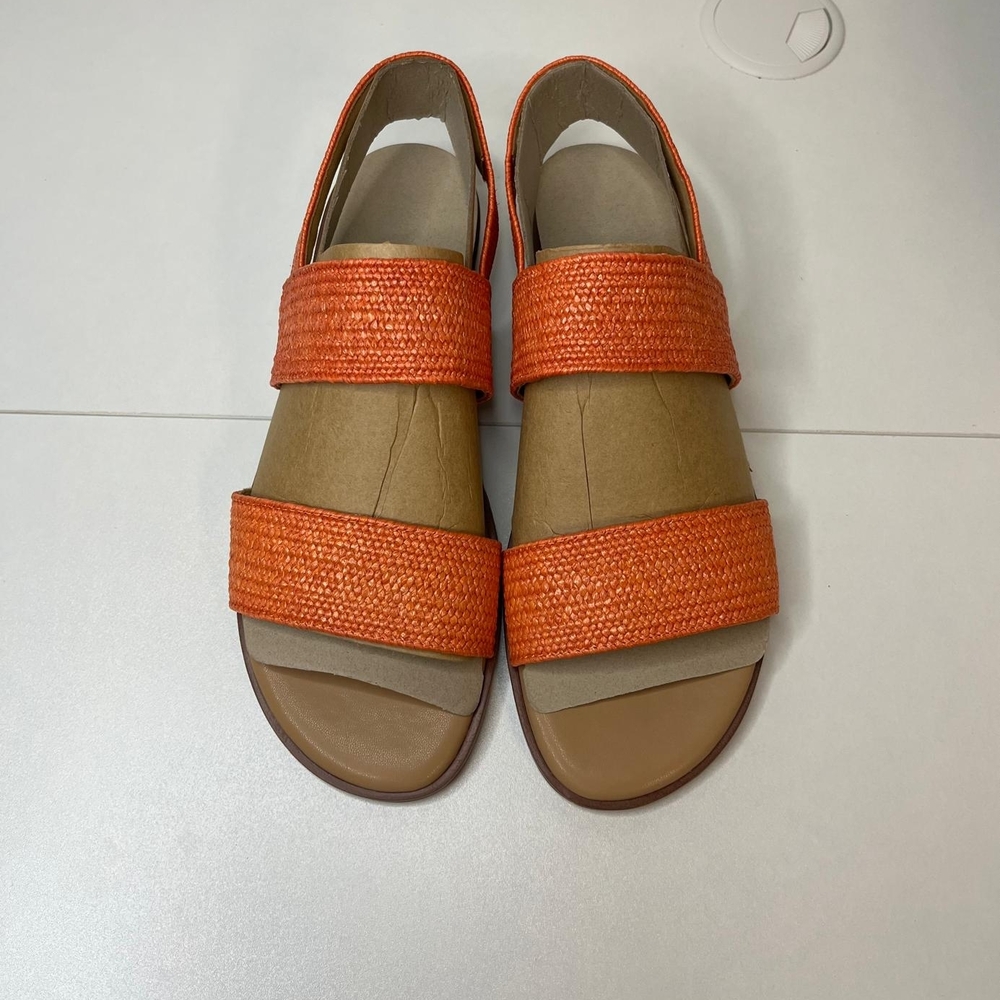 Easy Spirit Orange Double-Strap Woven Slide Sandals